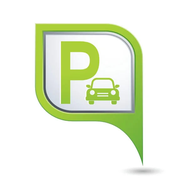 Señal de aparcamiento en el mapa verde puntero — Vector de stock