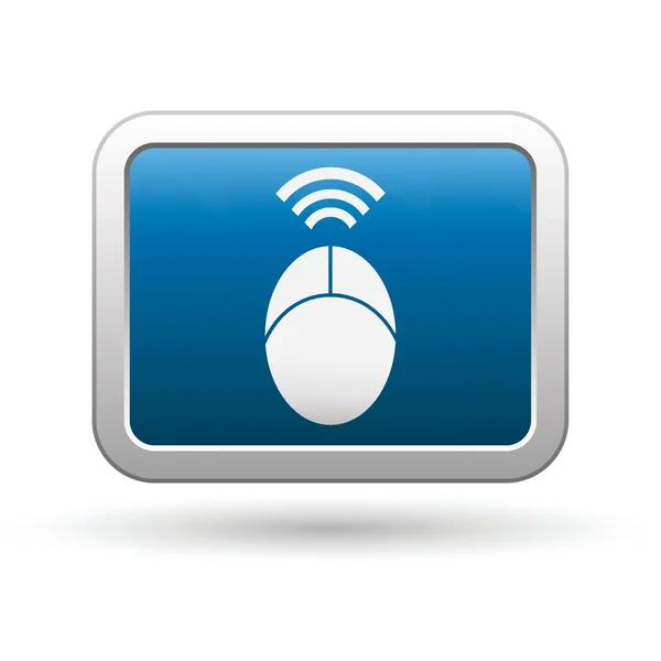 Počítač ikona myši na modré s stříbrné obdélníkové tlačítko — Stockový vektor