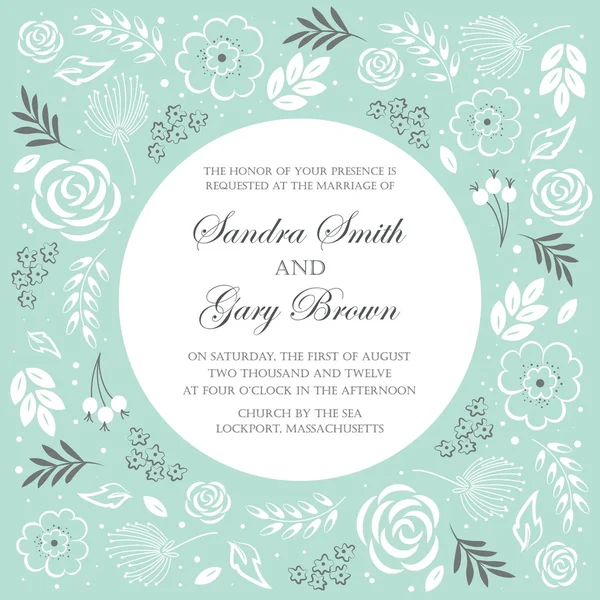 Vintage floral wedding invitation — Stock Vector