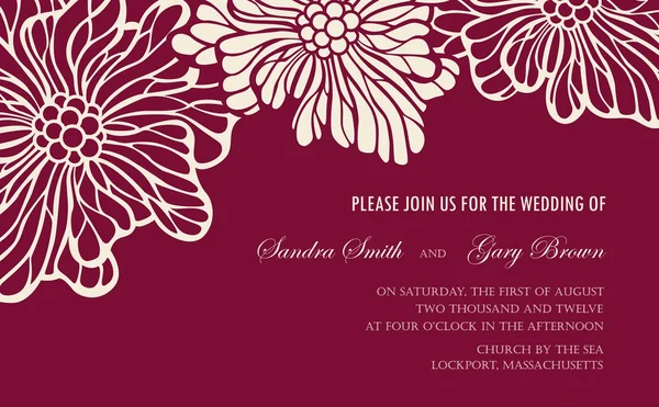 Convite de casamento floral vintage — Vetor de Stock