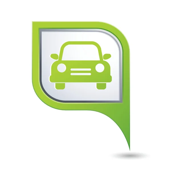 Green map pointer with car icon — Stock Vector