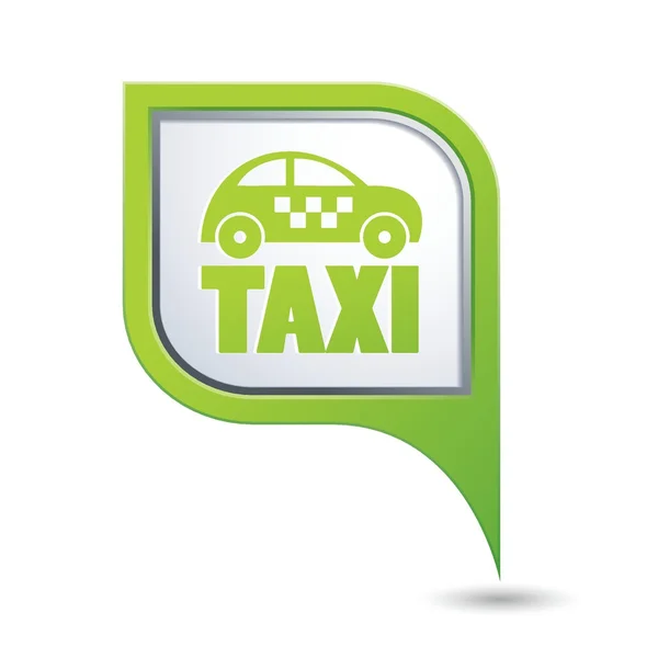 Green map pointer with taxi icon — Stock Vector
