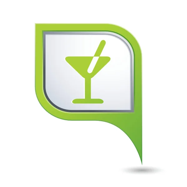Grüner Kartenzeiger mit Cocktail-Symbol — Stockvektor