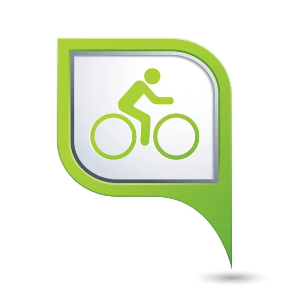 Cyclist icon on green map pointer — Stock Vector