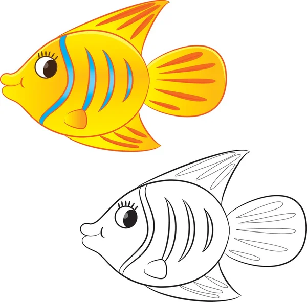 Du poisson-dessin animé. Coloriage — Image vectorielle