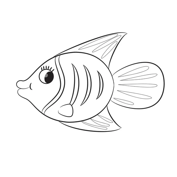 Cartoon fish. Coloring page — Stock Vector