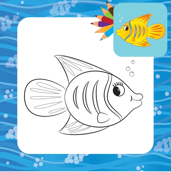 Peixe dos desenhos animados. Desenho para colorir — Vetor de Stock