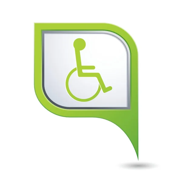 Groene kaart aanwijzer met handicap pictogram — Stockvector