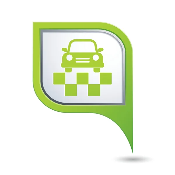 Groene kaart aanwijzer met taxi pictogram — Stockvector