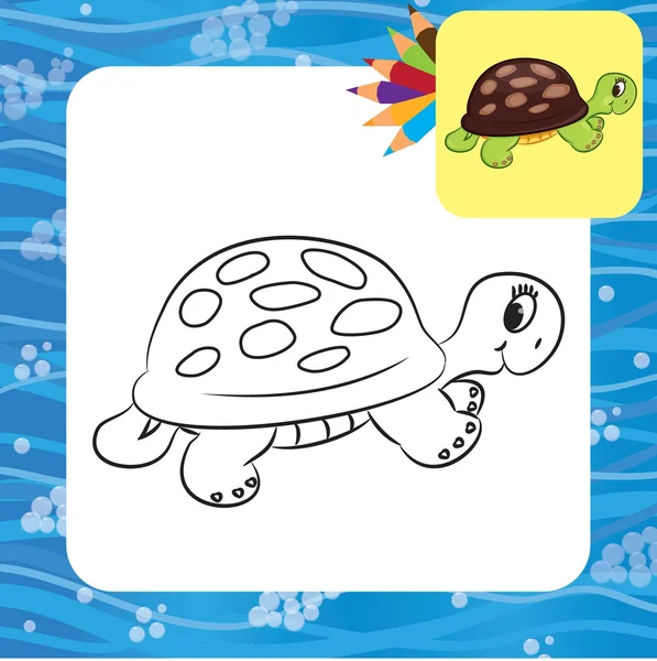Мультяшная черепаха. Страница раскраски — стоковый вектор