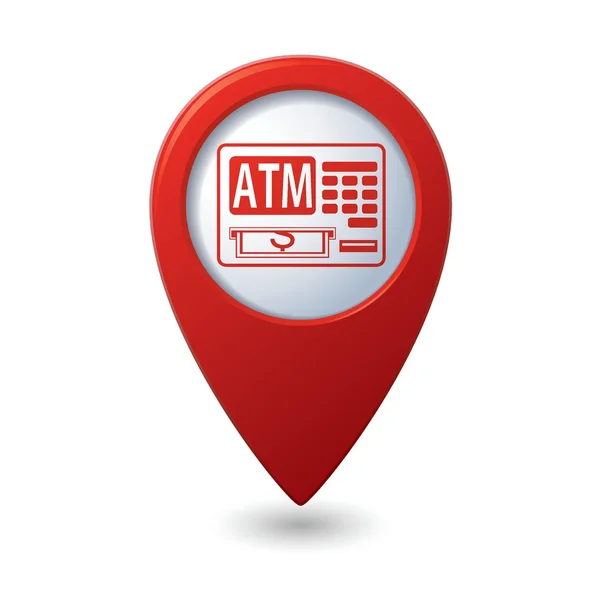 Pointeur de carte avec icône ATM cashpoint — Image vectorielle