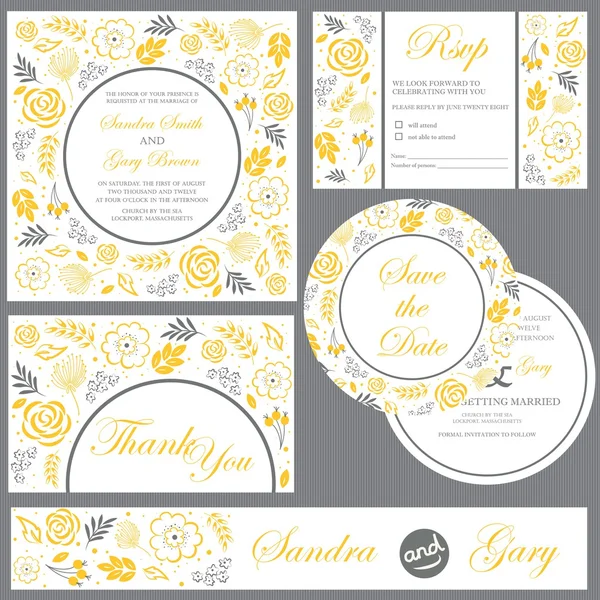 Set of wedding invitation cards — Stock Vector