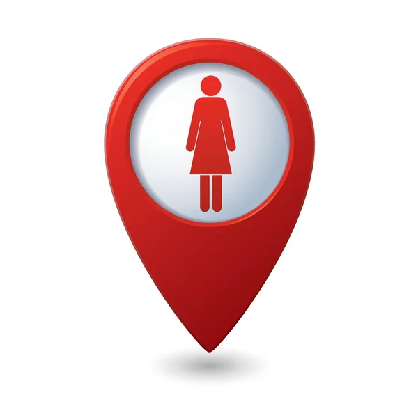 Map pointer with woman icon — Stockvector