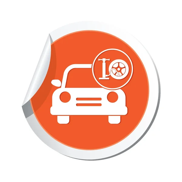 Car service. Car with wheel and pump icon — Stock Vector