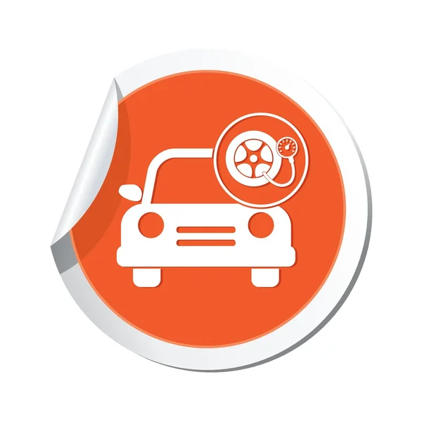 Car service. Car with wheel and pump icon — Stock Vector