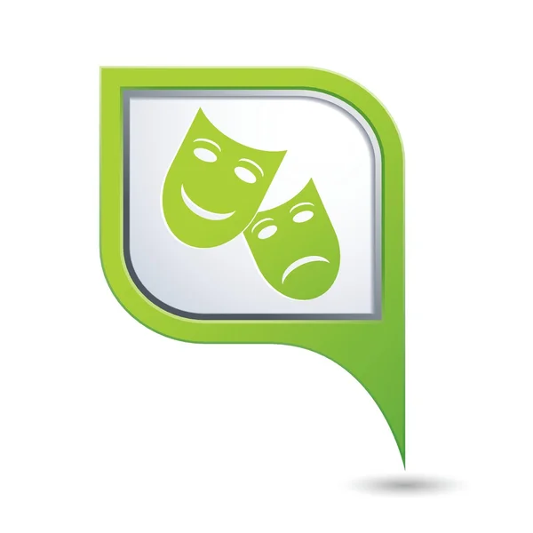Ponteiro de mapa verde com ícone de teatro — Vetor de Stock