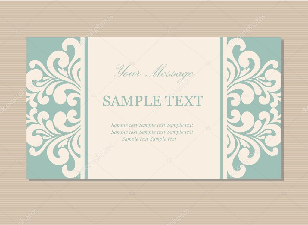 Floral vintage business card, invitation or announcement