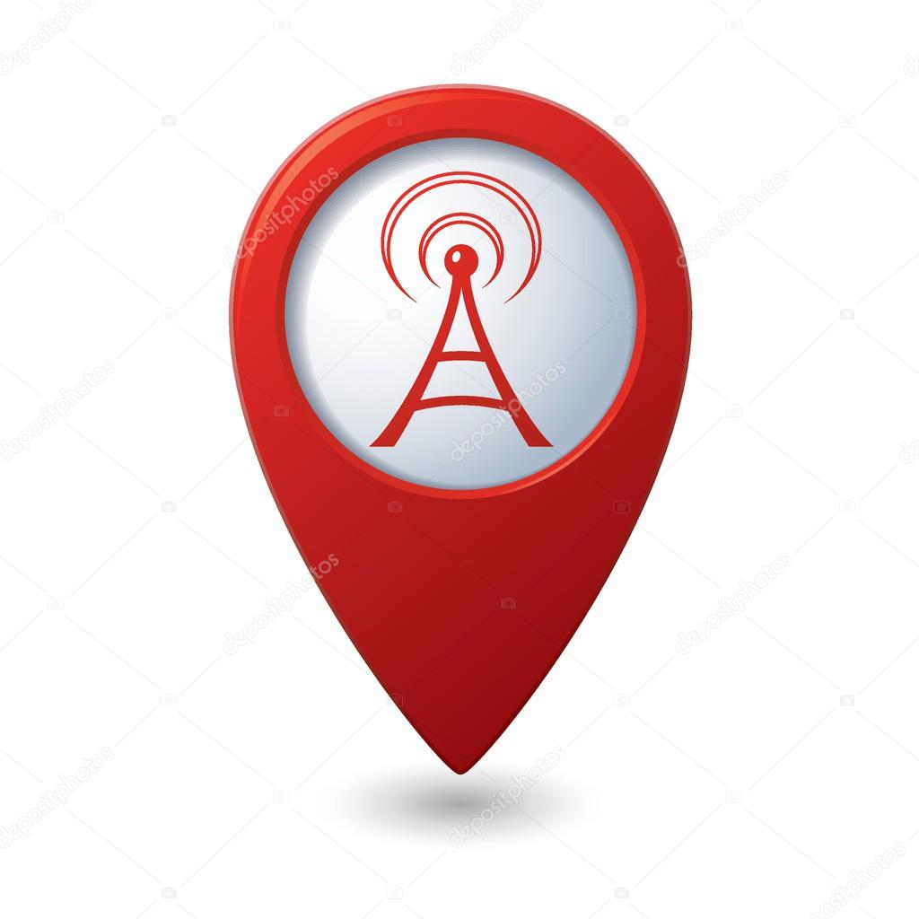 Map pointer with wireless icon