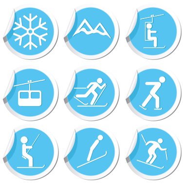 kış spor Icons set.