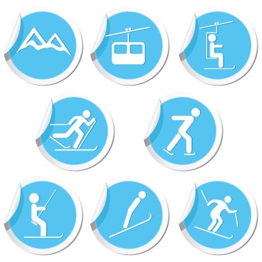 kış spor Icons set.