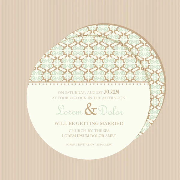 Carte d'invitation de mariage vintage ronde recto verso — Image vectorielle