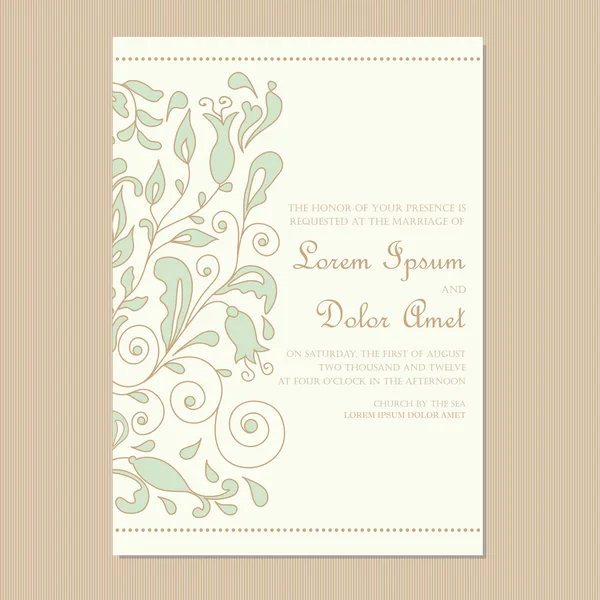 Wedding invitation card with floral element. — Stock Vector