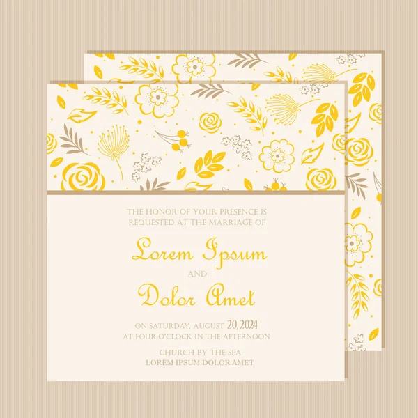 Biglietto d'invito di nozze con sfondo floreale . — Vettoriale Stock