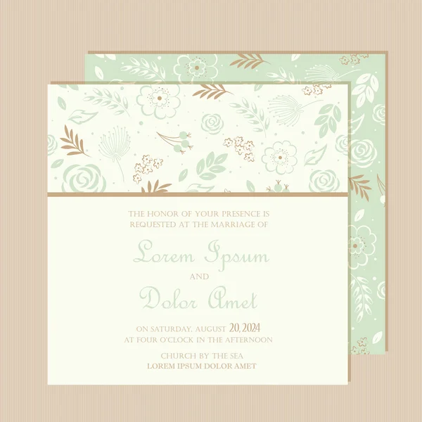 Wedding invitation card with  floral background. — Stock Vector