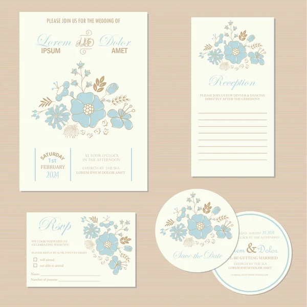 Set of wedding invitation cards — Stock Vector