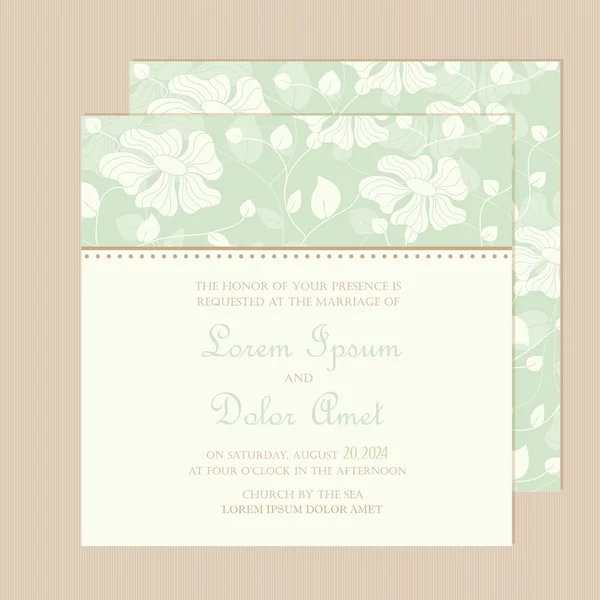 Hochzeitseinladungskarte mit floralem Hintergrund. — Stockvektor
