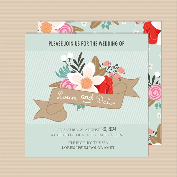 Tarjeta de invitación de boda con fondo floral . — Vector de stock