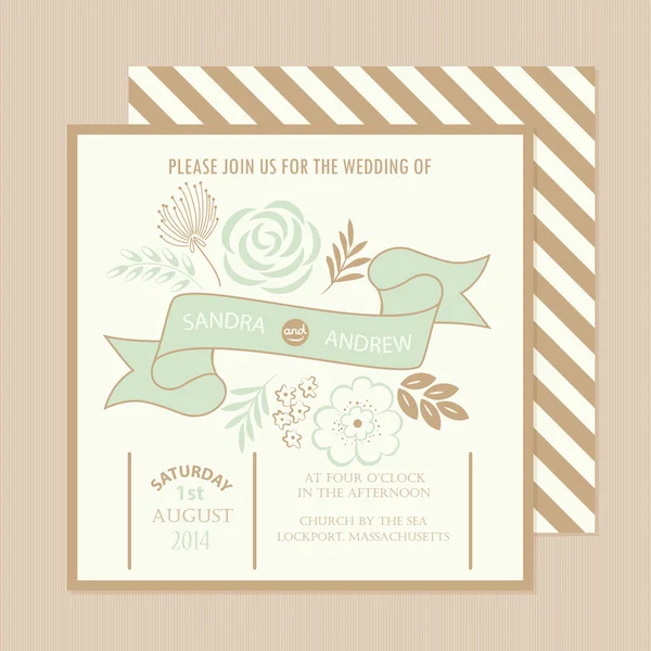 Conjunto de tarjetas de invitación de boda floral . — Vector de stock