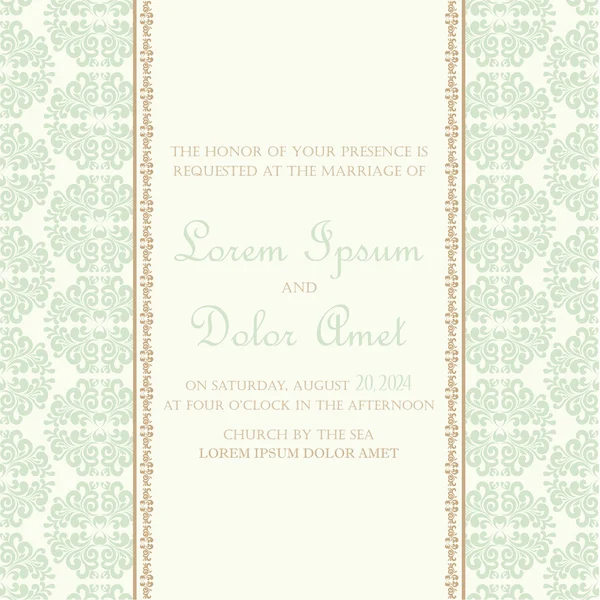 Biglietto d'invito di nozze vintage in stile classico . — Vettoriale Stock