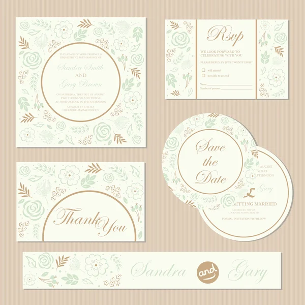 Vintage wedding invitation cards. — Stock Vector