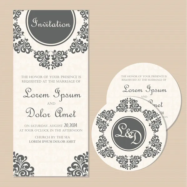 Set of wedding invitation cards. — Stock Vector