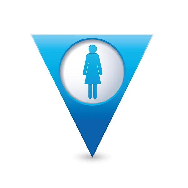 Map pointer with woman icon. — Stock Vector