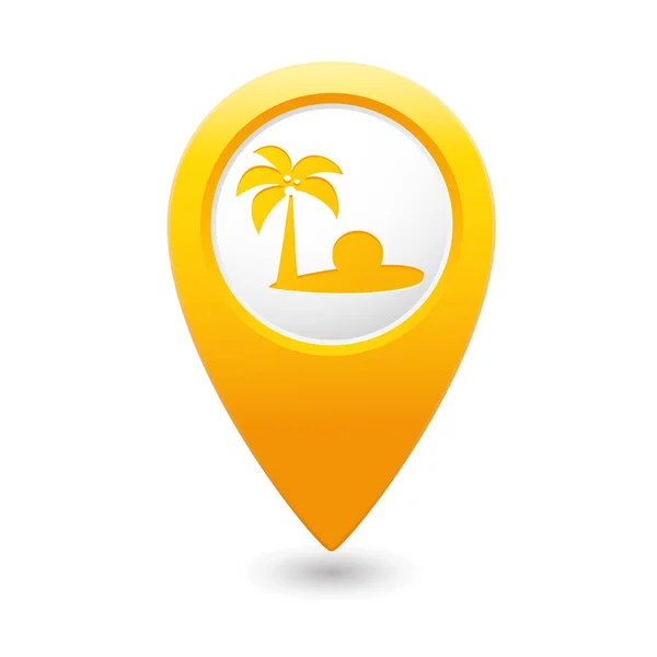 Icona della spiaggia sulla mappa puntatore — Vettoriale Stock