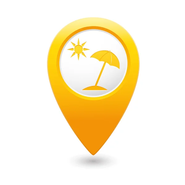 Beach icon on map pointer — Stock Vector