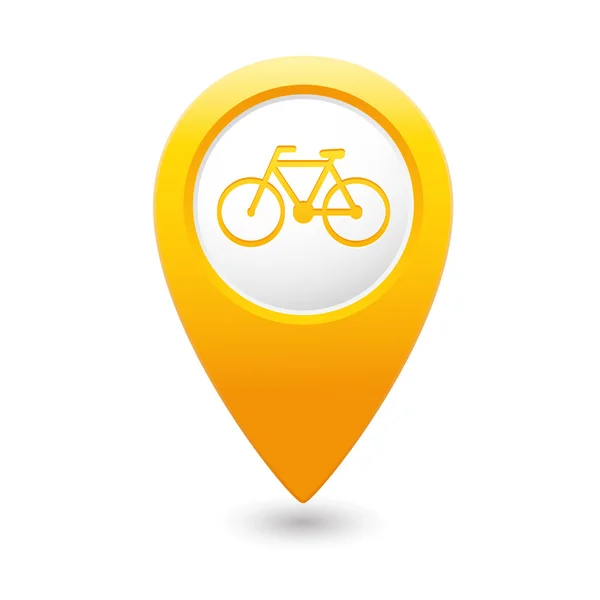 Map pointer with bicycle icon. — Stock Vector