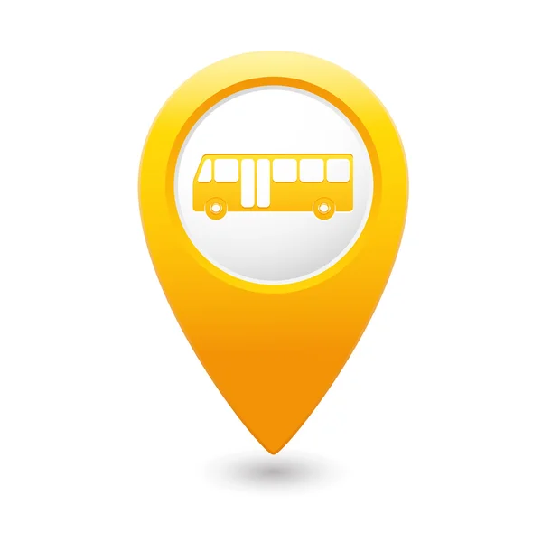 Map pointer with bus icon. — Stock Vector