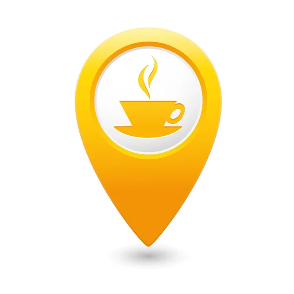 Map pointer with hot coffee cup icon. — Stock Vector