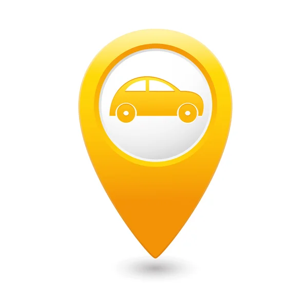 Mappa puntatore con icona dell'auto . — Vettoriale Stock
