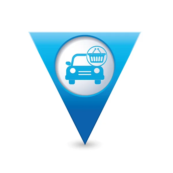 Coche con icono cesta de la tienda — Vector de stock