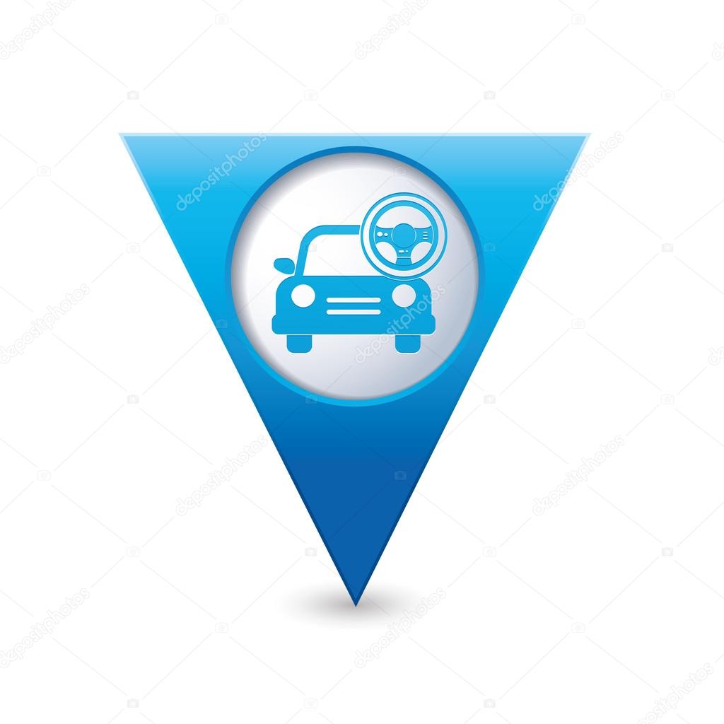 Car with steering wheel icon