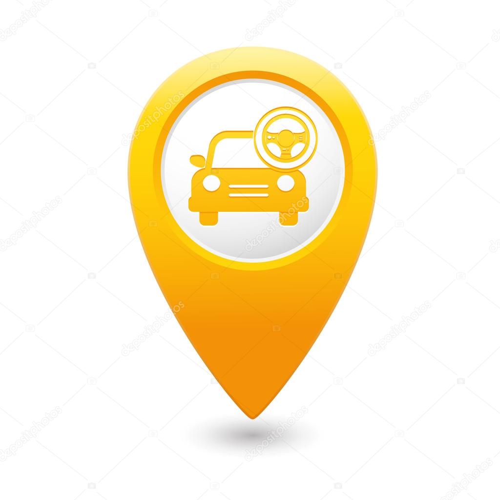 Car service. Car with steering wheel icon