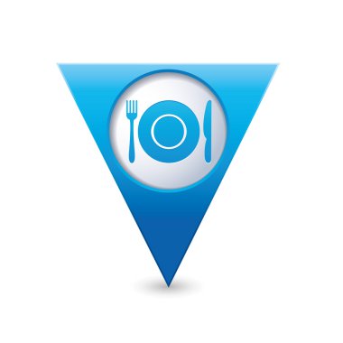 harita göstergesi ile restoran simgesi.