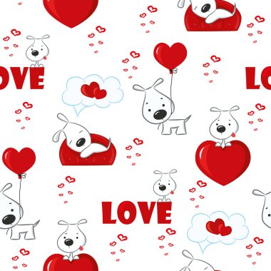 Köpekler ve kalpleri ile şirin arka plan