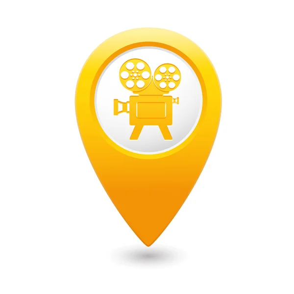 Mappa puntatore con icona del cinema . — Vettoriale Stock