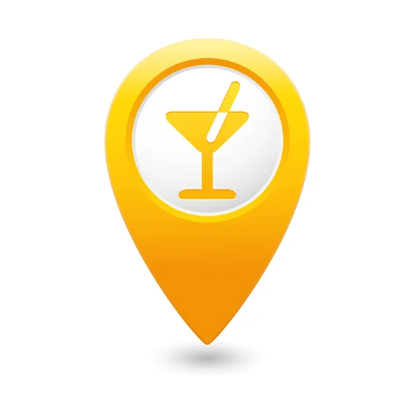 Map pointer with cocktail icon. — Stock Vector