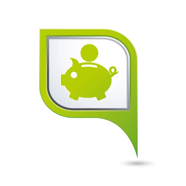 Kaart aanwijzer met piggy bank pictogram. — Stockvector